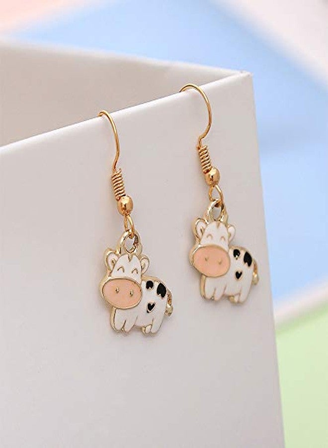 FORUBUS Cute Cow Dangle Earrings for Women - Zodiac Strawberry Cow Jewelry for Women-white - Image 2